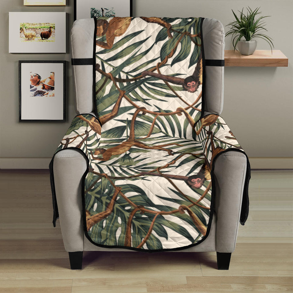 Monkey tropical leaves background Chair Cover Protector