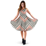Zigzag Chevron Striped Pattern Sleeveless Midi Dress