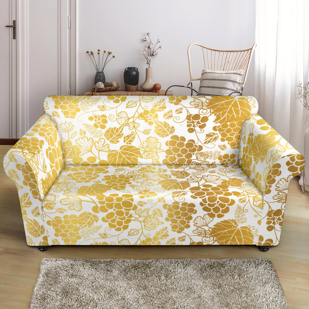 Gold Grape Pattern Loveseat Couch Slipcover