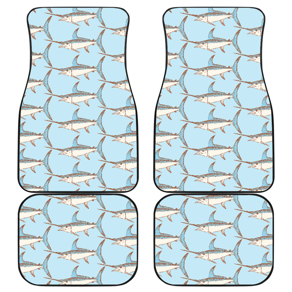 Swordfish Pattern Print Design 01 Front and Back Car Mats