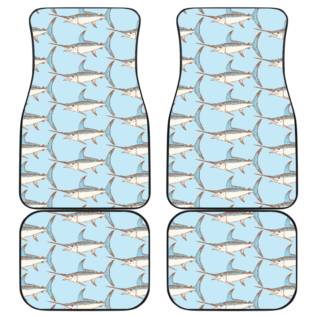 Swordfish Pattern Print Design 01 Front and Back Car Mats