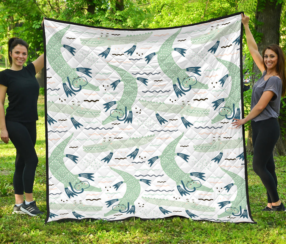 Crocodile Diver Pattern Premium Quilt