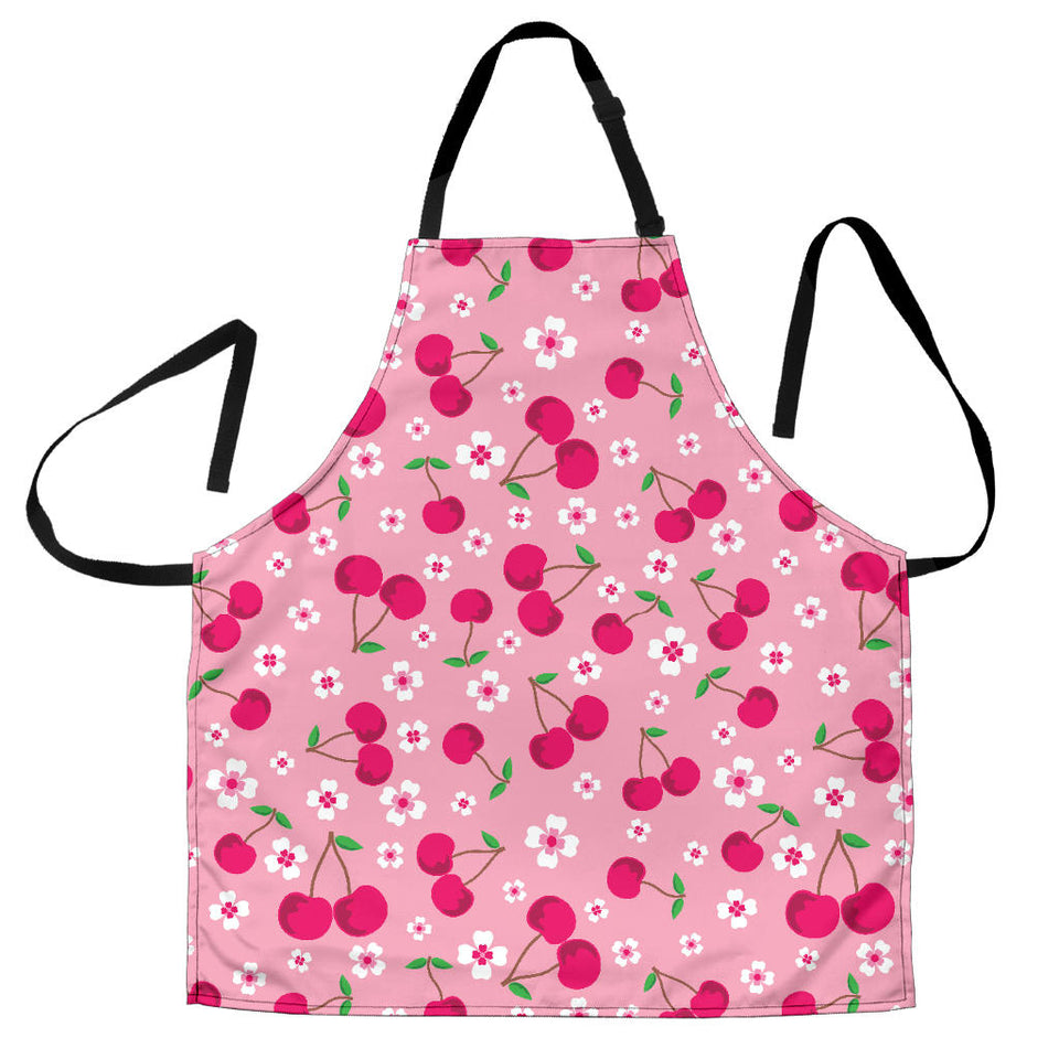 Cherry Flower Pattern Pink Background Adjustable Apron