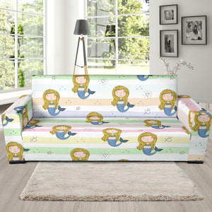 Cute Hand Drawn Mermaid Sofa Slipcover