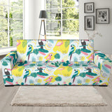 Cute Parrot Toucan Flamingo Cactus Exotic Leaves Pattern Sofa Slipcover