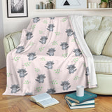Cute Raccoons Leaves Pattern Premium Blanket