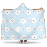 White Cute Pomeranian Pattern Hooded Blanket