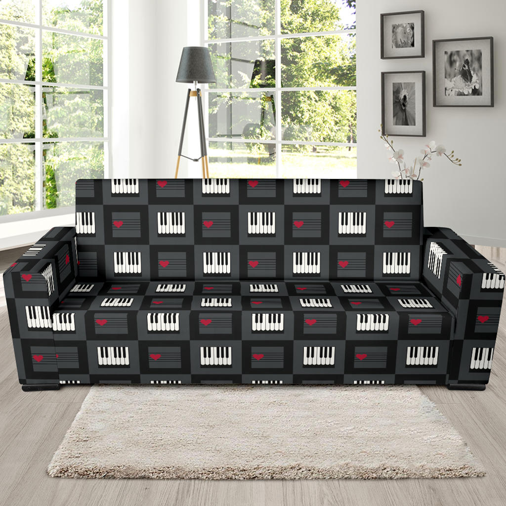 Piano Pattern Print Design 05  Sofa Slipcover