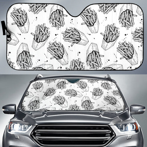 Hand Drawn French Fries Pattern Car Sun Shade