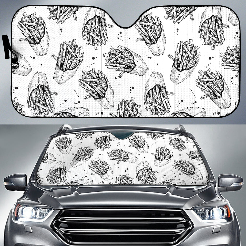 Hand Drawn French Fries Pattern Car Sun Shade
