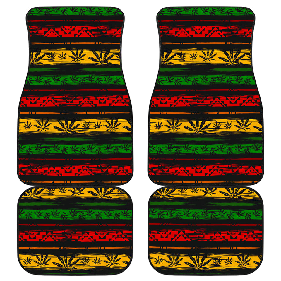 Canabis Marijuana Weed Pattern Print Design 04 Front and Back Car Mats