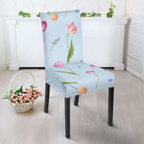 Watercolor Tulips Pattern Dining Chair Slipcover