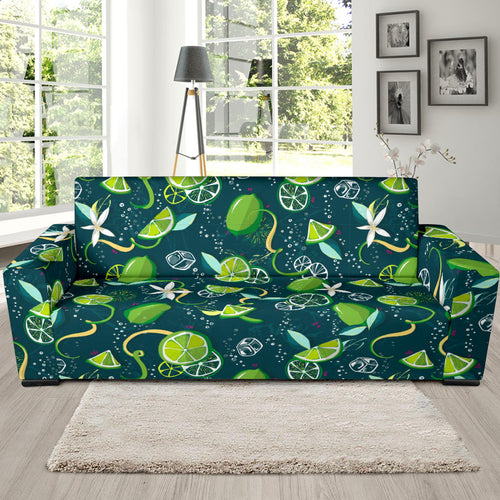 Lime Ice Flower Pattern Sofa Slipcover