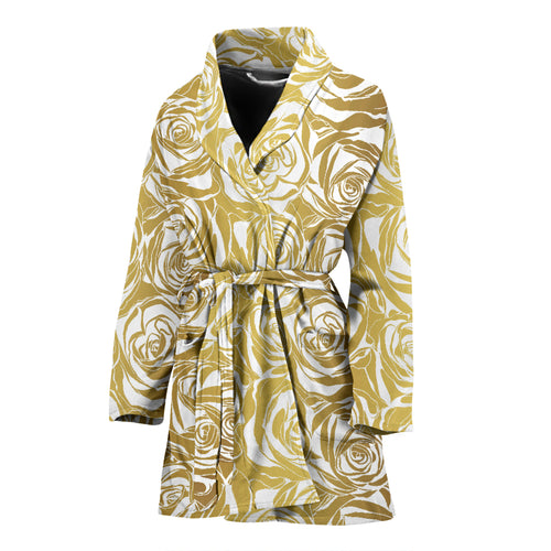 Rose Pattern Print Design 05 Women's Bathrobe