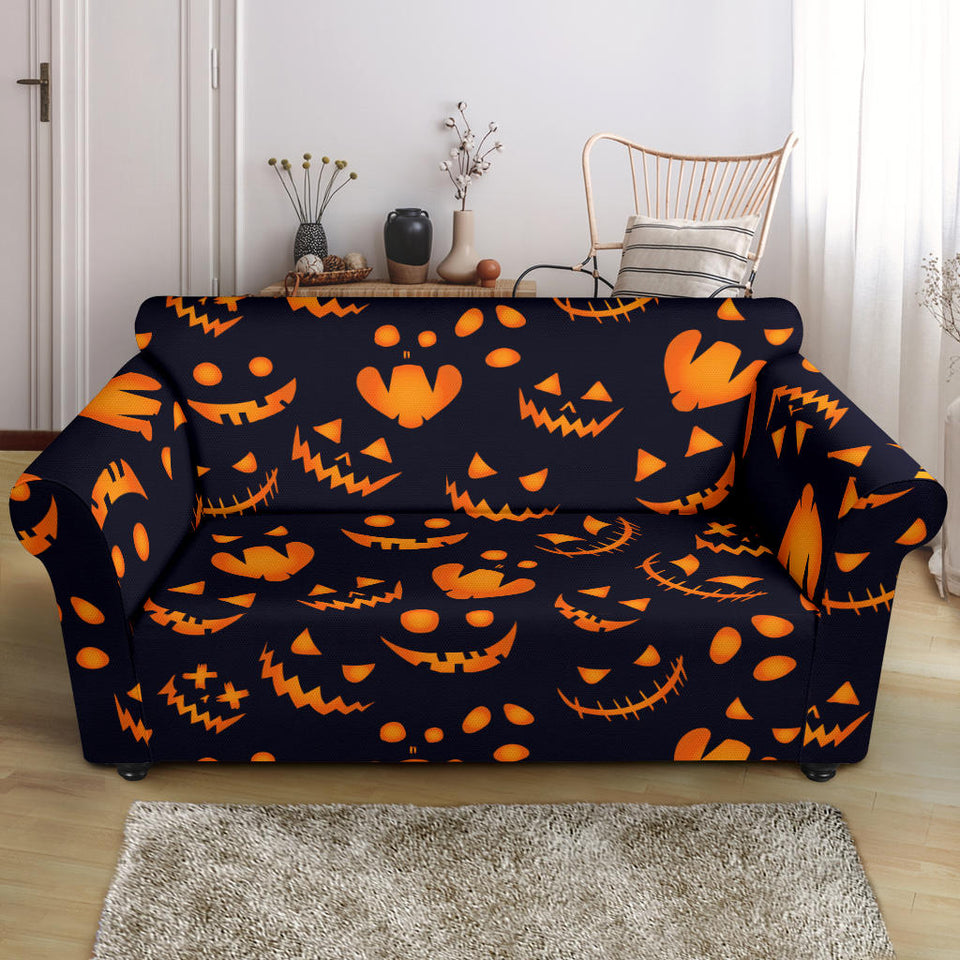 Halloween Pattern Pumpkin Background Loveseat Couch Slipcover