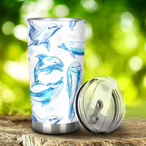 Watercolor Dolphin Pattern Tumbler