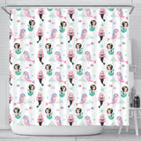 Cute Mermaid Dolphin Fish Starfish Pattern Shower Curtain Fulfilled In US