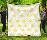 Hand Drawn Sun Pattern Premium Quilt