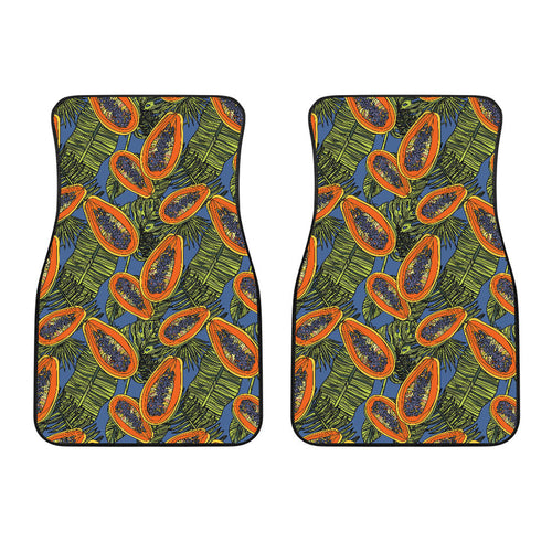Colorful Papaya Tropical Leaves Front Car Mats