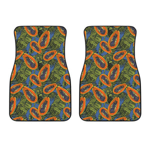 Colorful Papaya Tropical Leaves Front Car Mats