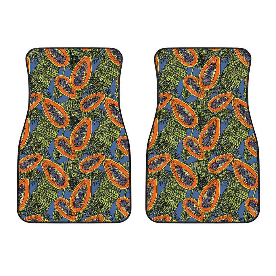 Colorful Papaya Tropical Leaves Front Car Mats