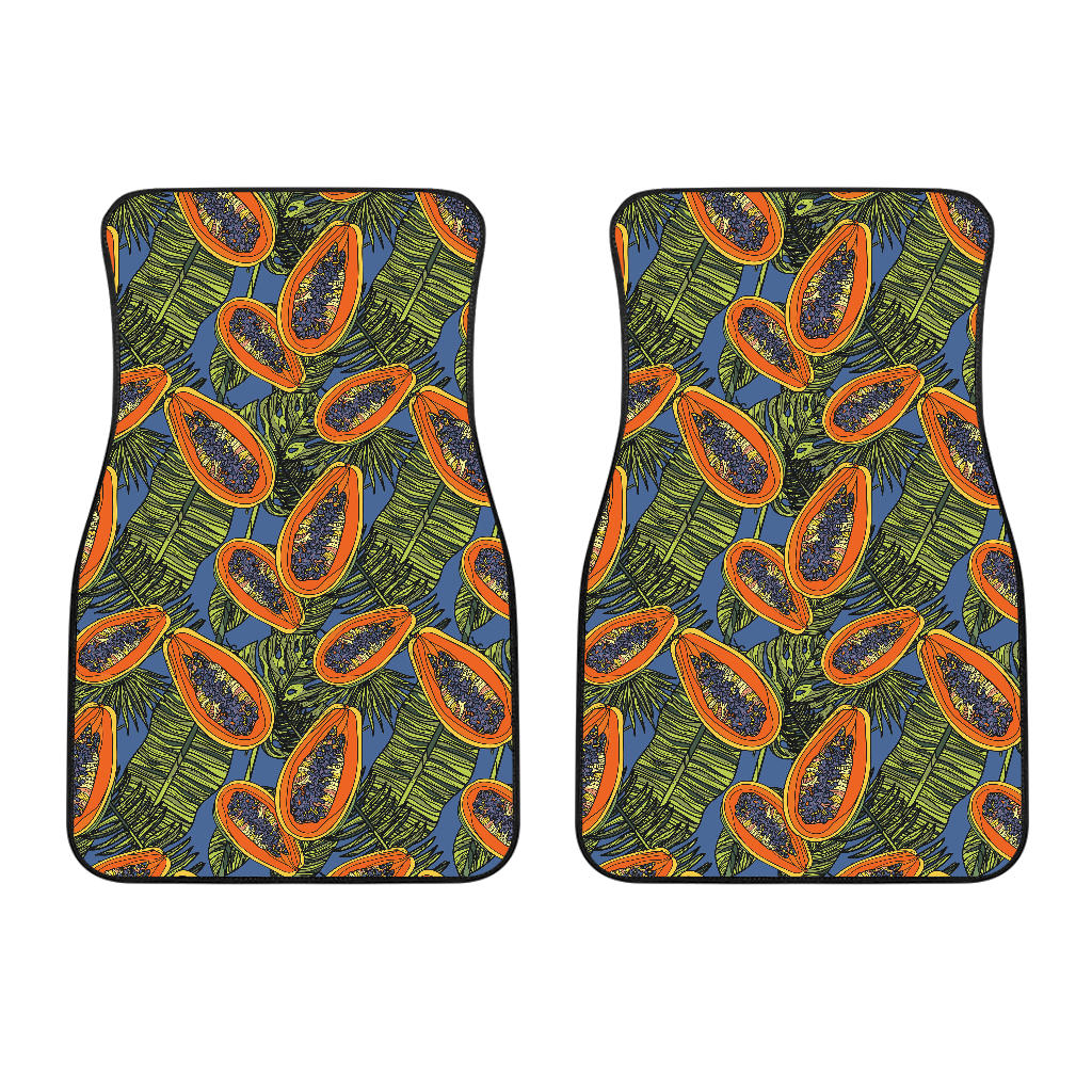 Colorful Papaya Tropical Leaves Front Car Mats