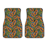 Colorful Papaya Tropical Leaves Front Car Mats