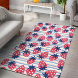 Strawberry Pattern Blue Lines Background Area Rug