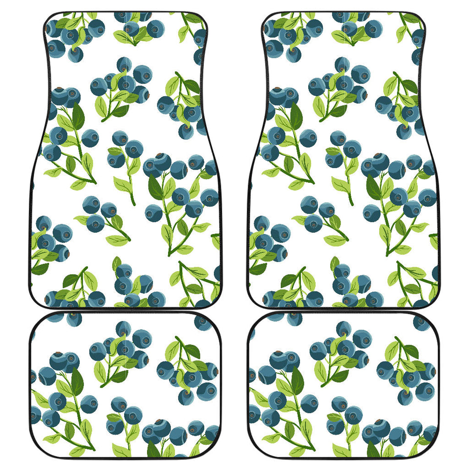 Blueberry White Background Front And Back Car Mats