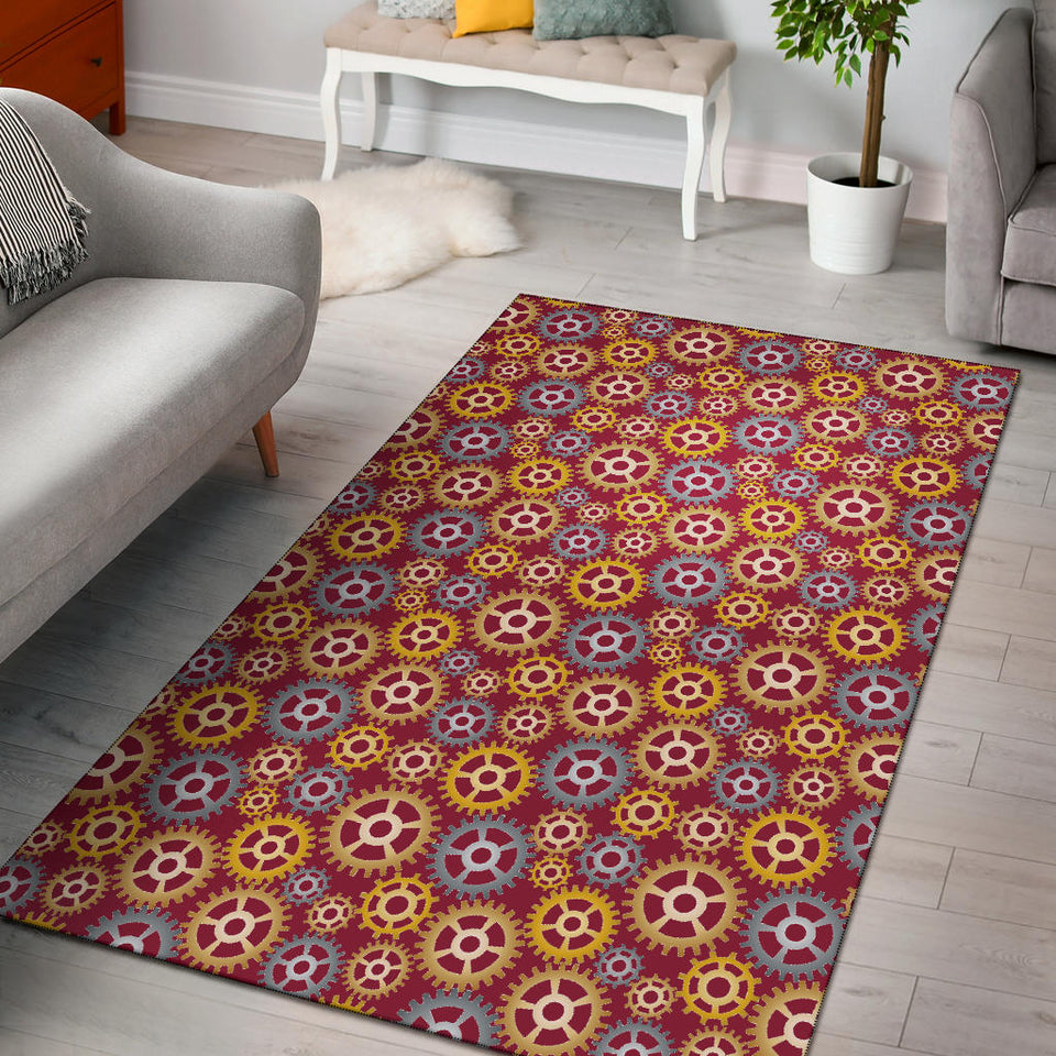 Gear Pattern Print Design 04 Area Rug