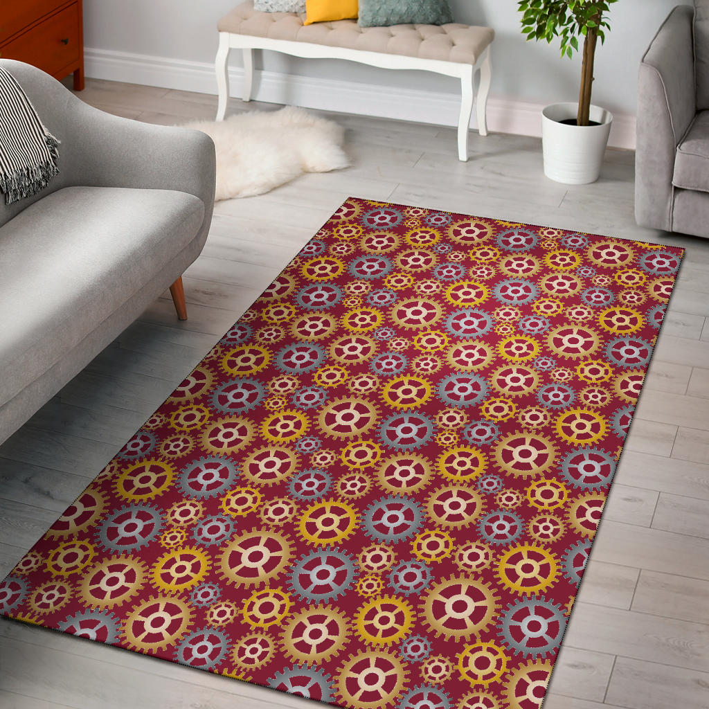 Gear Pattern Print Design 04 Area Rug