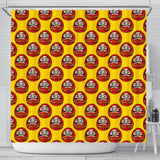 Daruma Japanese Wooden Doll Yellow Background Shower Curtain Fulfilled In US