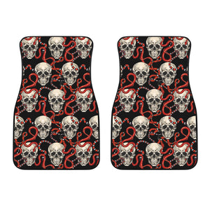 Red Snake Skull Pattern Front Car Mats