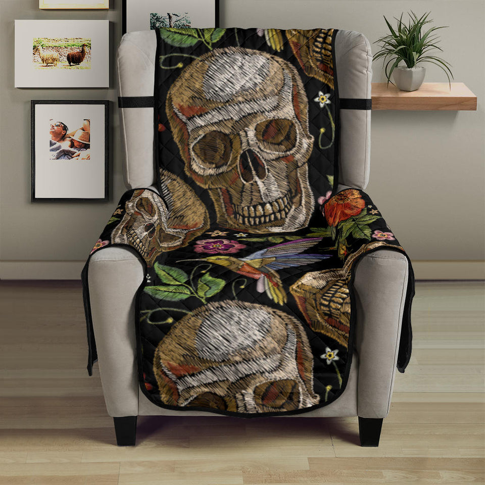 Skull rose humming bird flower pattern Chair Cover Protector