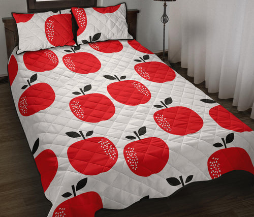red apples white background Quilt Bed Set