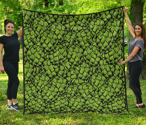 Green Hop Pattern Premium Quilt