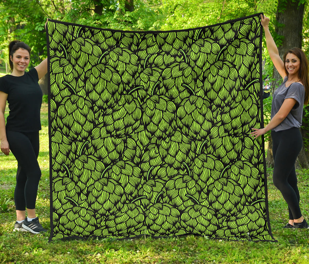 Green Hop Pattern Premium Quilt