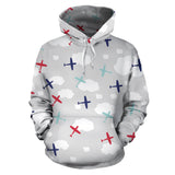 Airplane Cloud Grey Background Men Women Pullover Hoodie