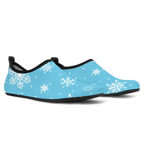 Snowflake Pattern Blue Background Aqua Shoes