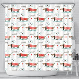 Cute Dachshund Bone Pattern Shower Curtain Fulfilled In US