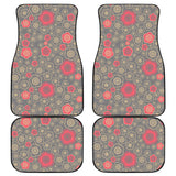 Red Gold Sakura Cherry Blossom Gray Background Front And Back Car Mats