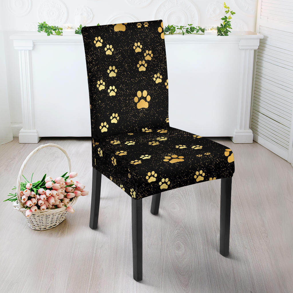 Dog Paws Pattern Print Design 05 Dining Chair Slipcover