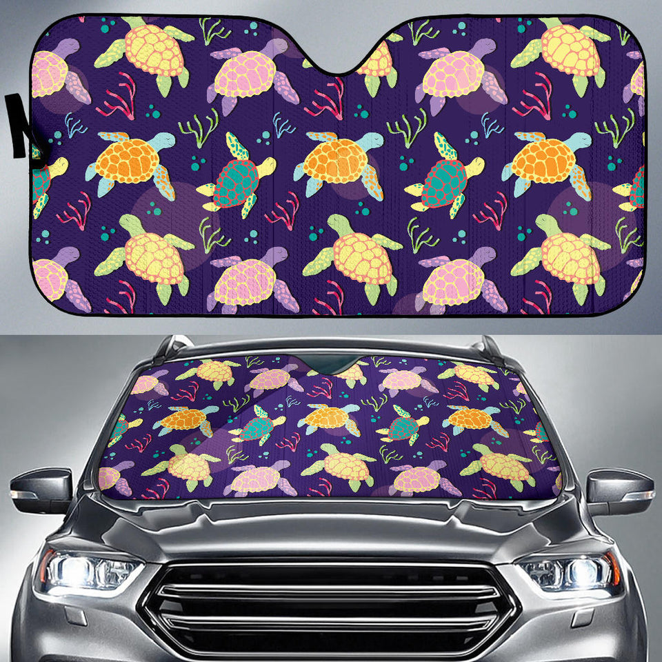 Colorful Sea Turtle Pattern Car Sun Shade