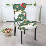 Bonsai Red Sun Japanese Pattern Dining Chair Slipcover