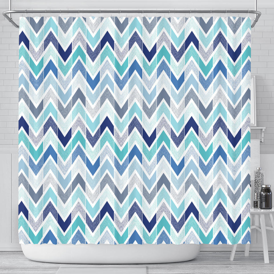 Zigzag  Chevron Blue Pattern Shower Curtain Fulfilled In US