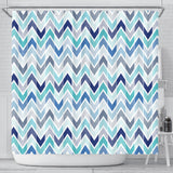 Zigzag  Chevron Blue Pattern Shower Curtain Fulfilled In US