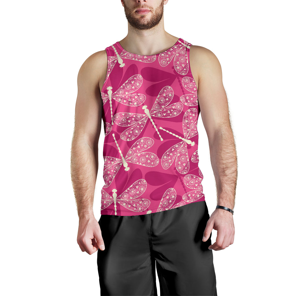 Beautiful dragonfly pink background Men Tank Top
