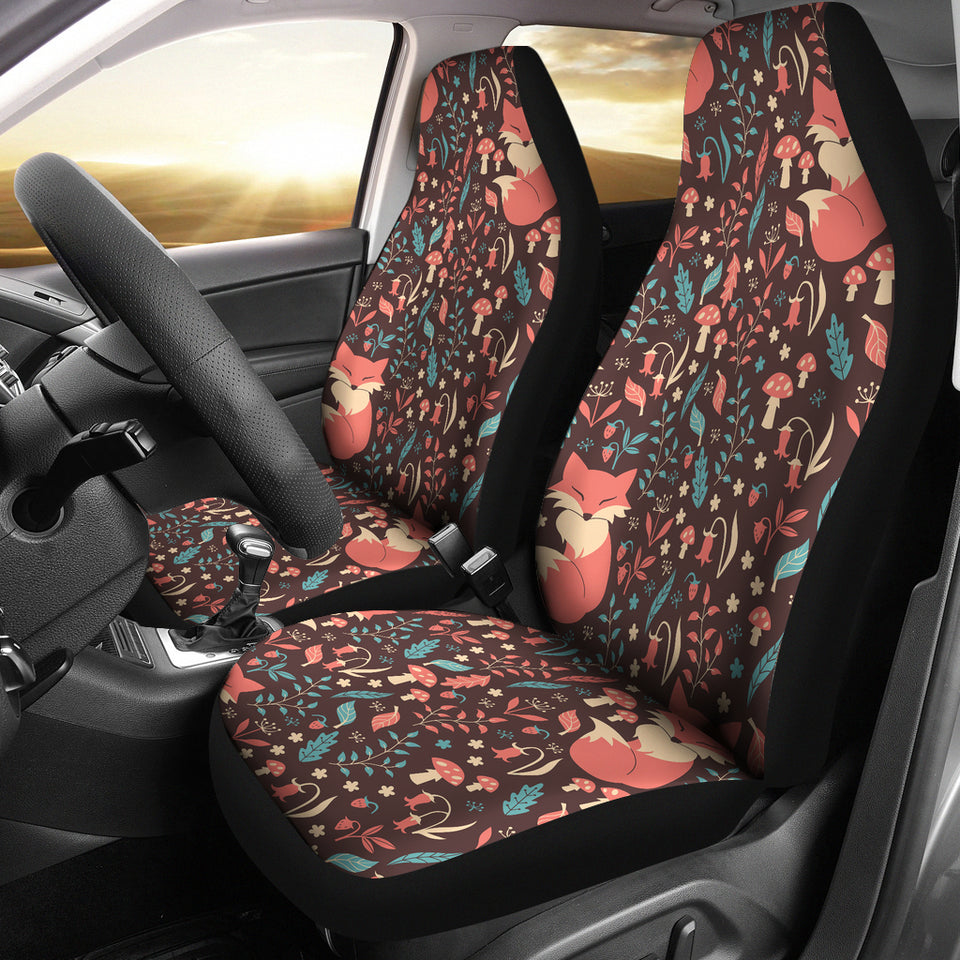 Fox Leaves Mushroom Pattern Universal Fit Car Seat Covers