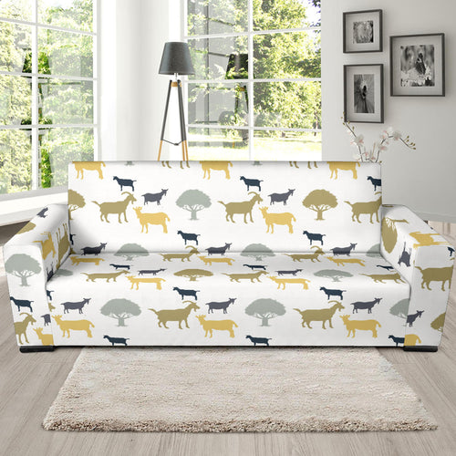 Silhouettes Of Goat And Tree Pattern Sofa Slipcover