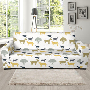 Silhouettes Of Goat And Tree Pattern Sofa Slipcover